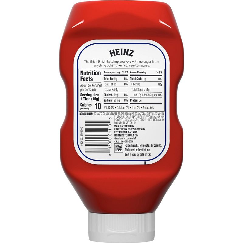 Heinz No Sugar Added Tomato Ketchup - 29.5oz