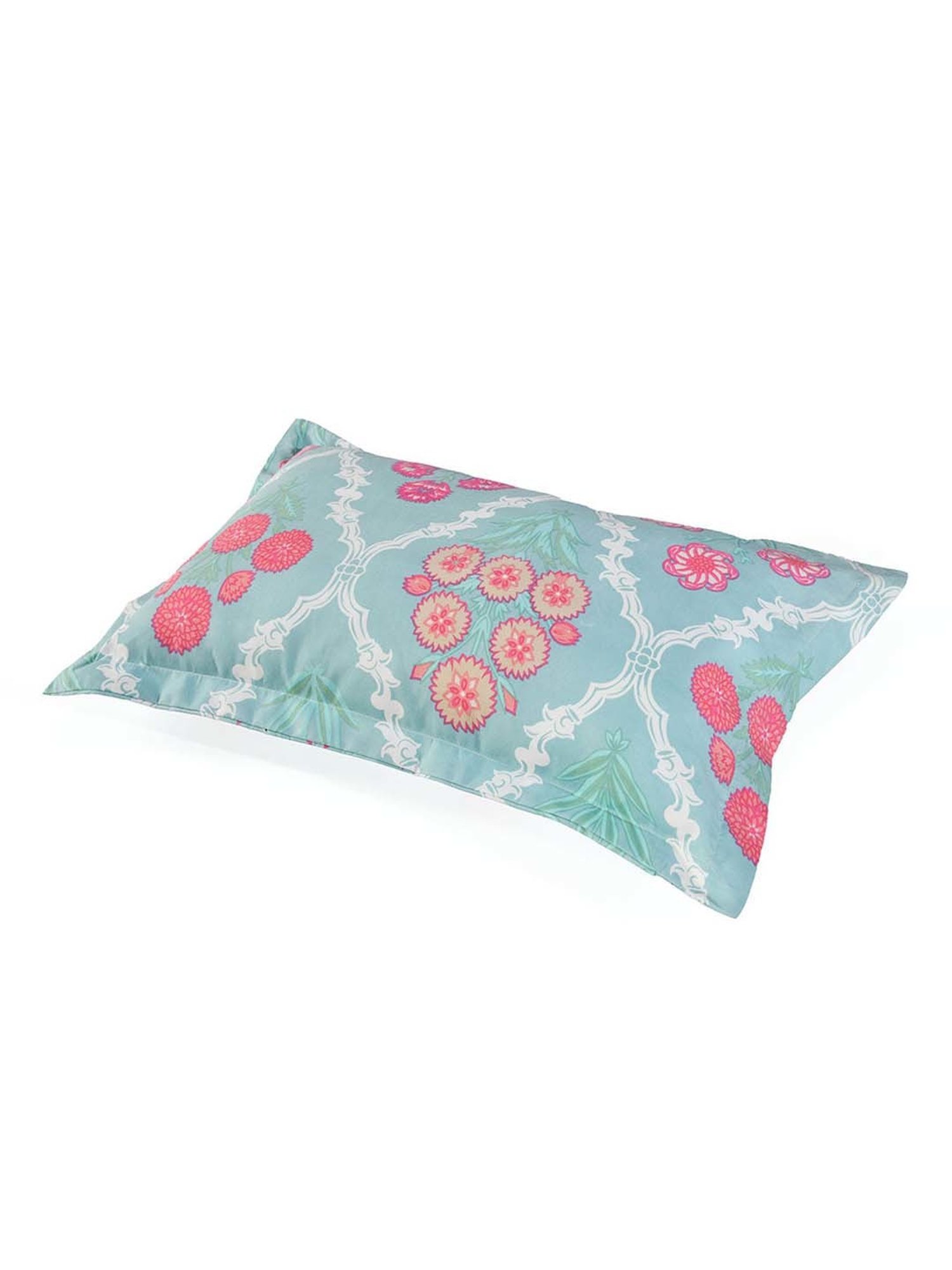 @Home Aurora Sea Blue 130 GSM Polyester Double Bedsheet with 2 Pillow Covers