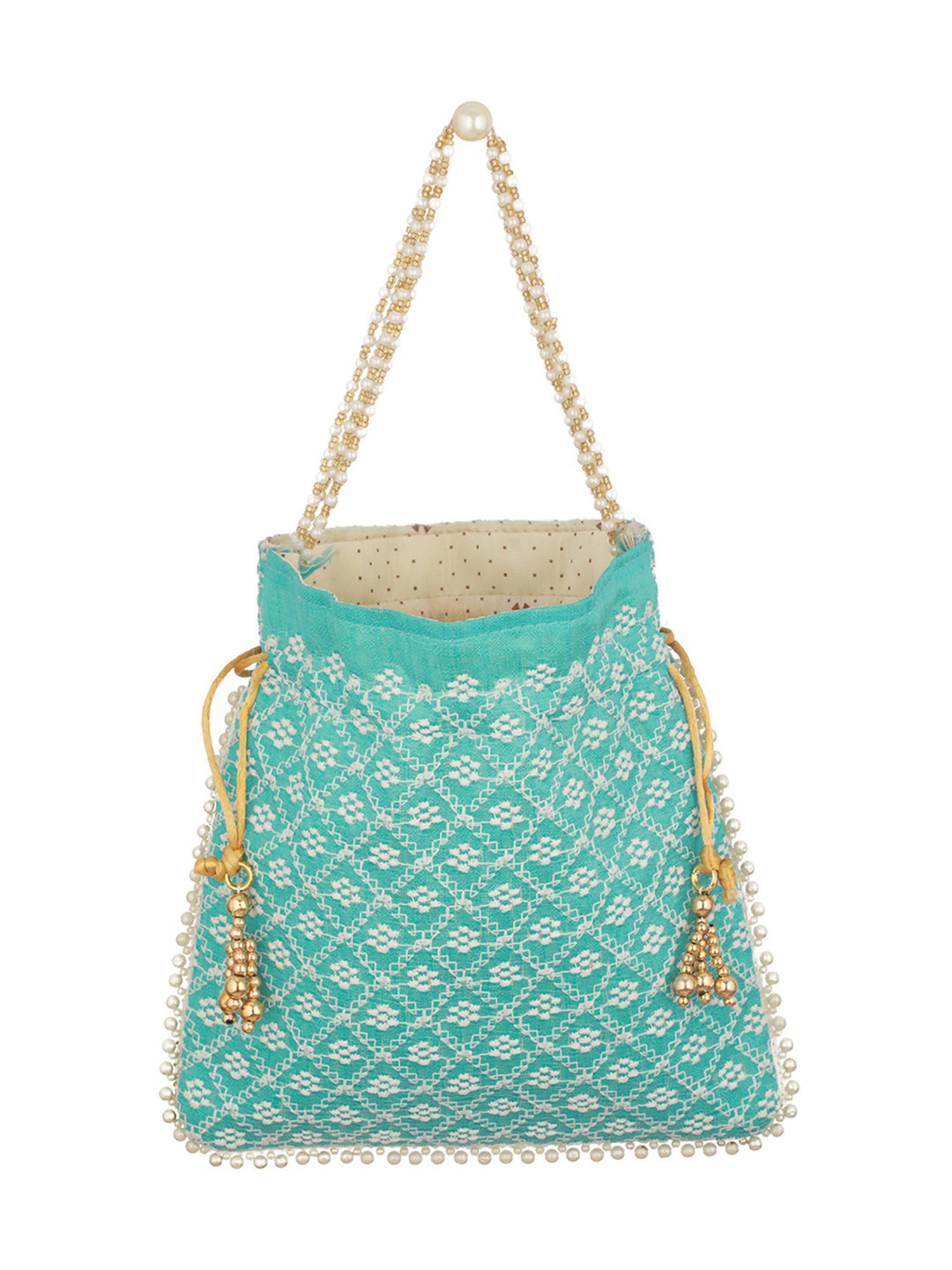 Aatmana Turquoise Blue & Gold Embellished Small Potli