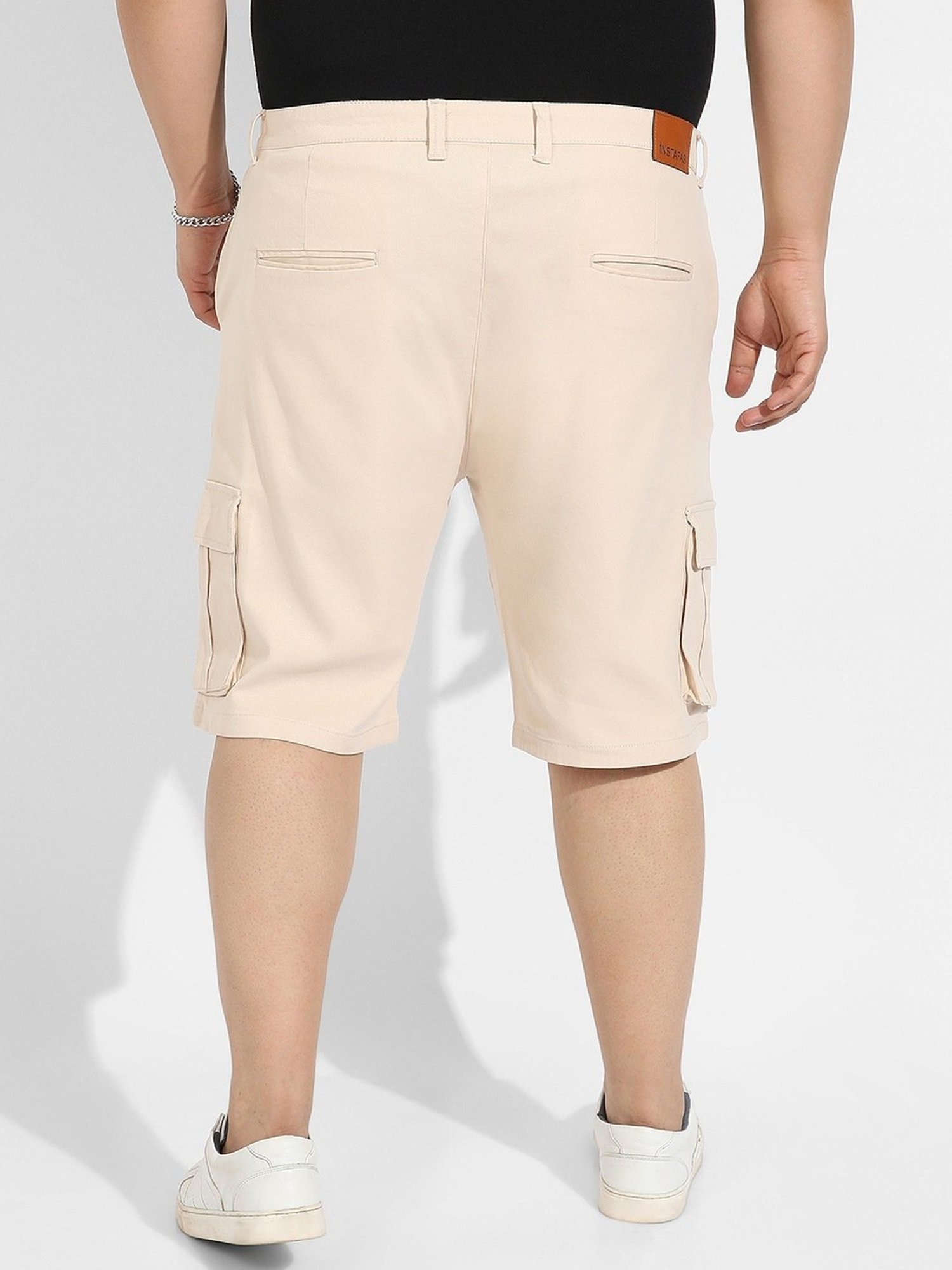 Instafab Plus Beige Regular fit Plus Size Cargo Shorts
