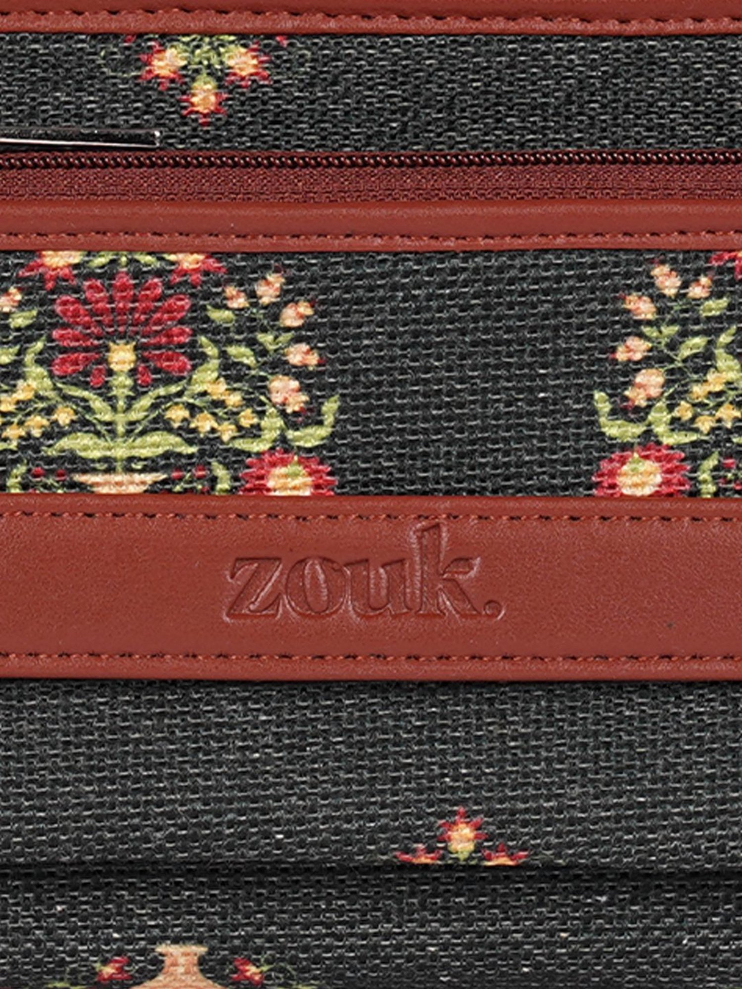 ZOUK Classic Green Printed Zip around Wallet for Women