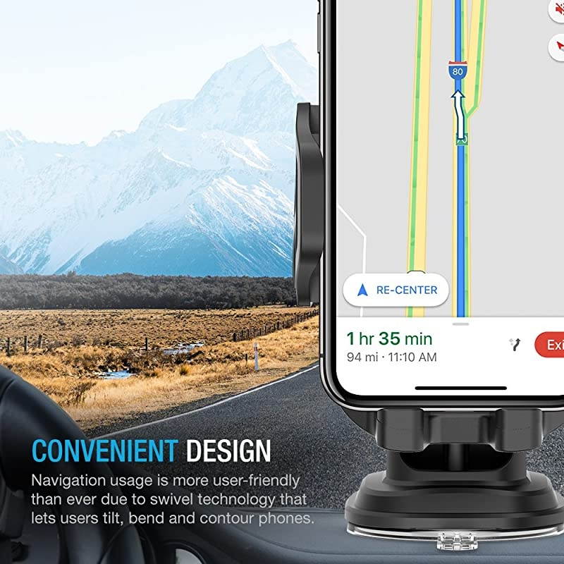 DuraHold Series Car Phone Mount for iPhone 12 11 Pro Max Xs XR X 8 7 Plus SE,Galaxy S20 Ultra S10 S10+ S10e,Note 10,LG,Huawei,Pixel[Washable Sticky Gel Pad/Extendable Holder Arm (Upgrade)]