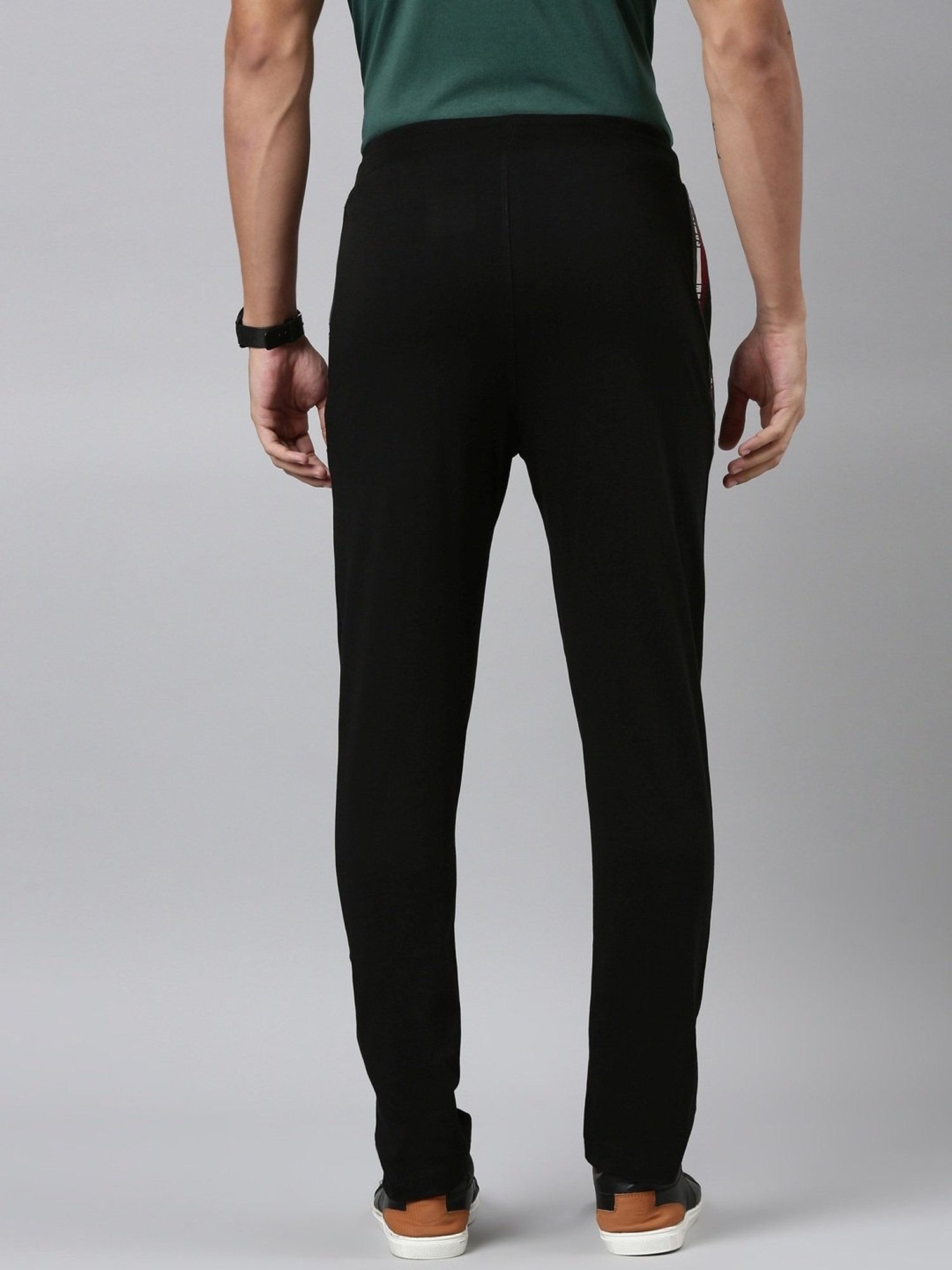 Dixcy Scott Maximus Black Cotton Regular Fit Colour Block Sports Trackpants