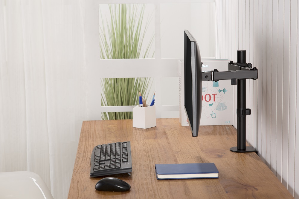 Amer Mounting EZCLAMP | Single Monitor Economical Articulating Arm | Supports 17&rdquo; - 32" Monitors