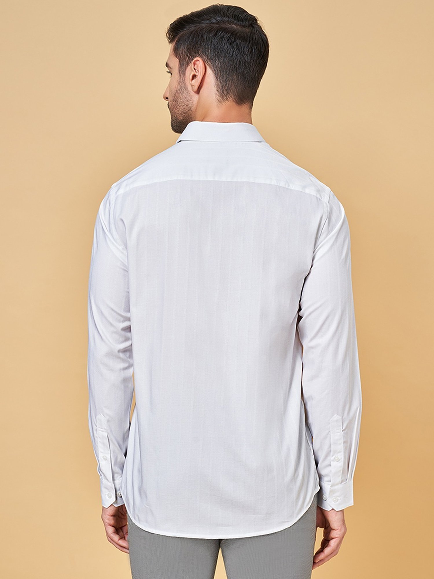 Peregrine by Pantaloons White Cotton Regular Fit Shirt