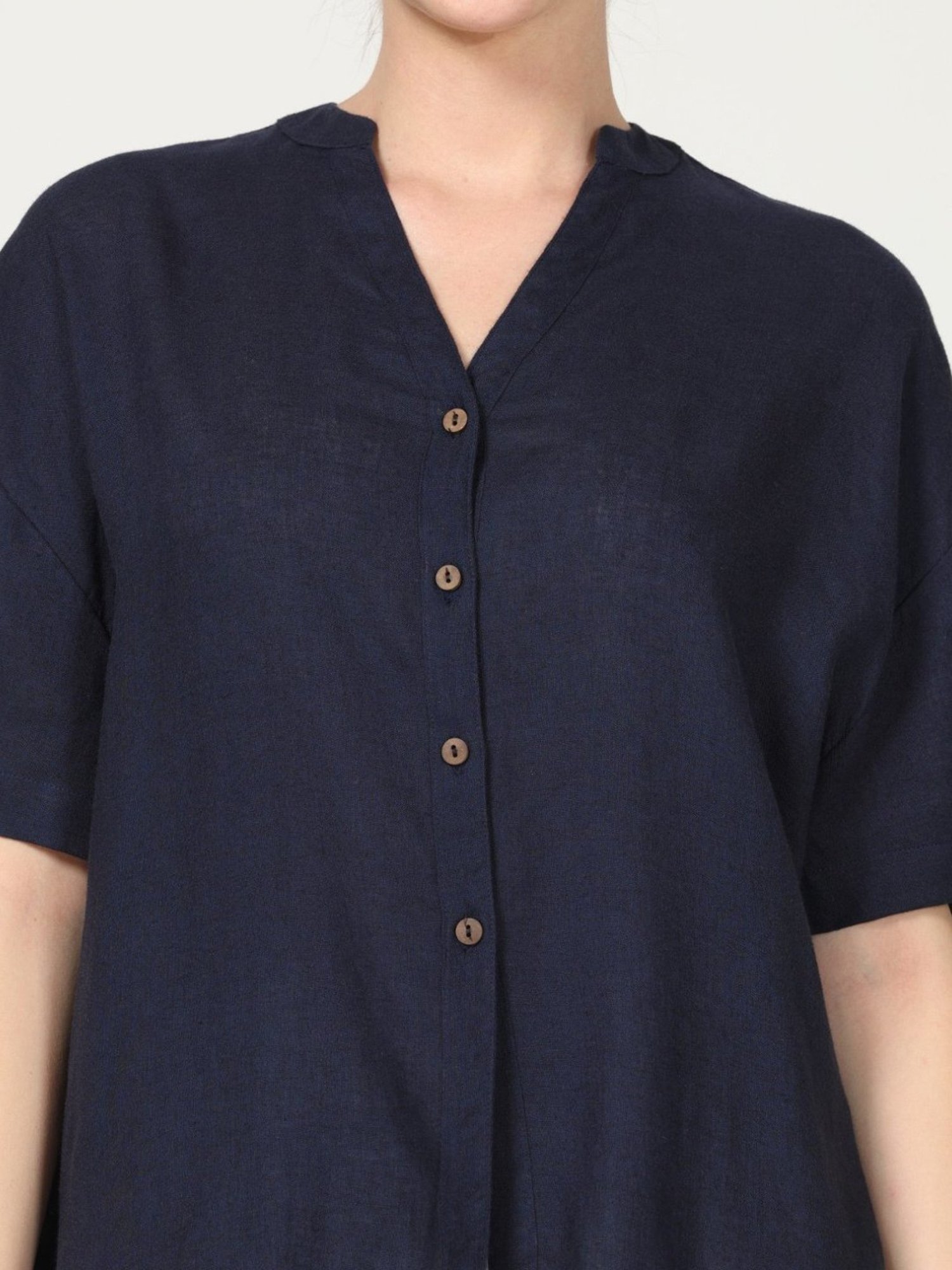 Saltpetre Classic Navy Drop Shoulder Shirt in Modal