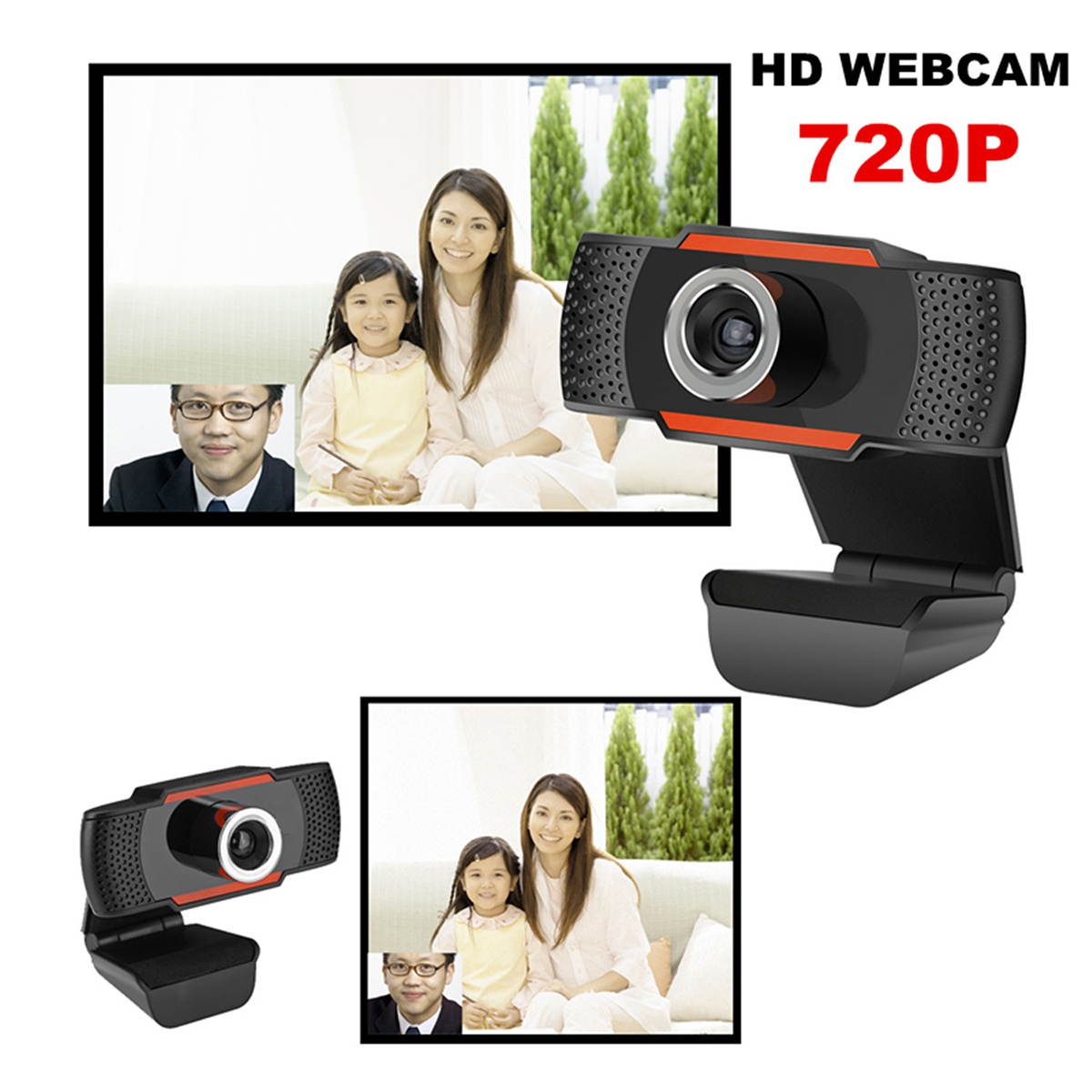 USB Webcam Video Camera 1MP 720P High-definition HD Camera Plug and Play Camera Autofocus with Noise Cancelling Microphone for Computers Laptop