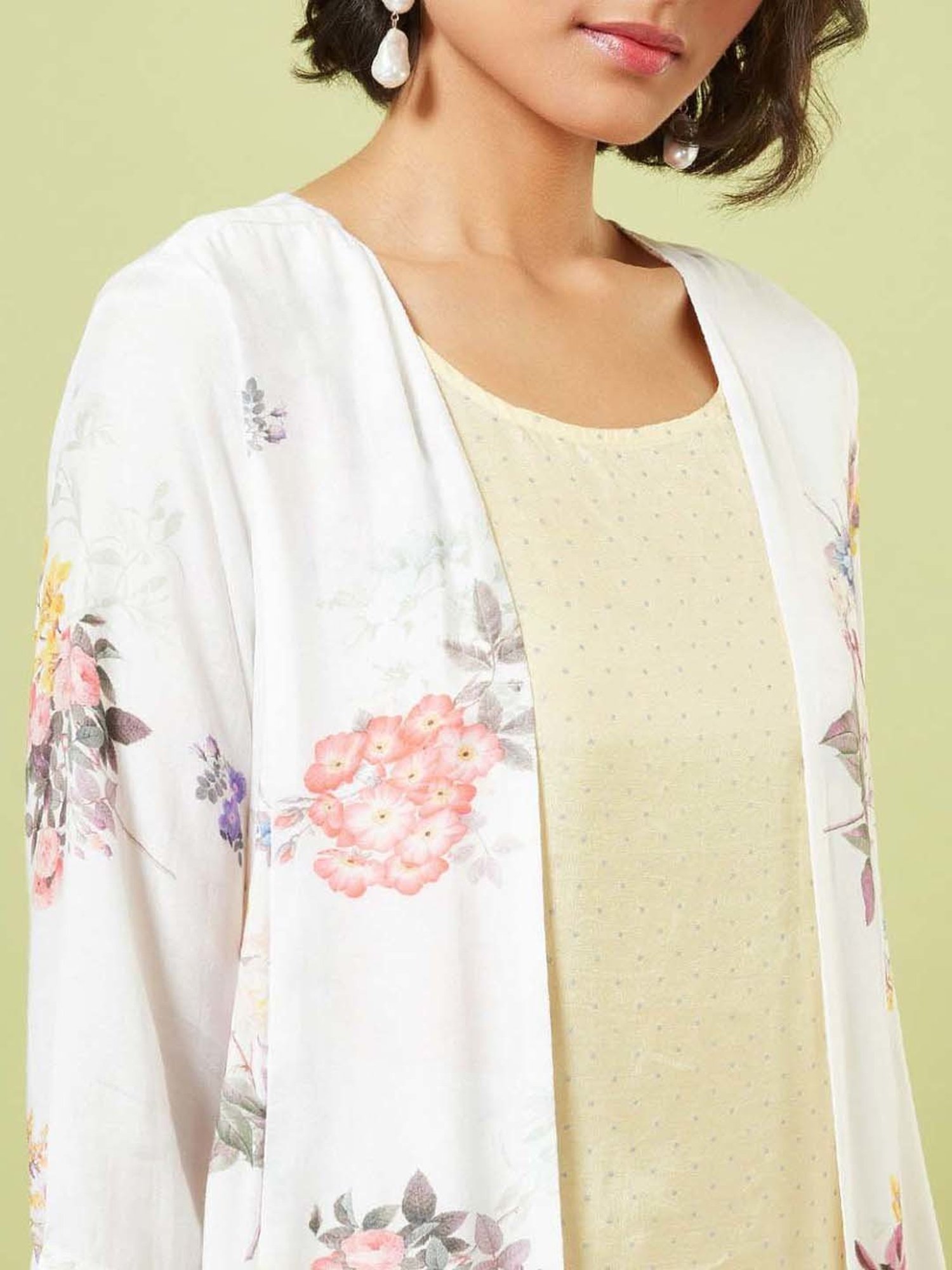 Marigold Lane White Floral Print Shrug