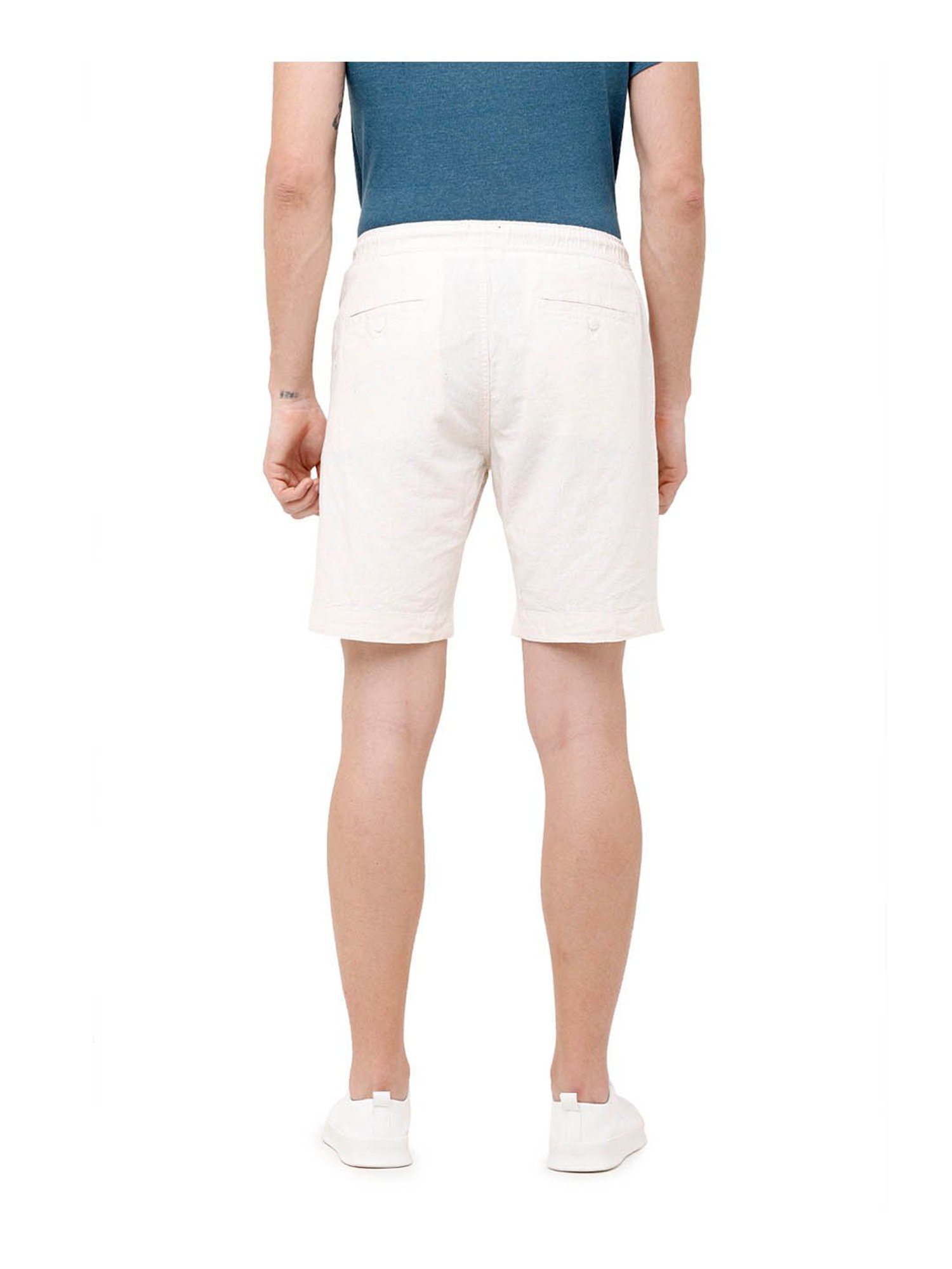Cavallo By Linen Club Off White Slim Fit Shorts