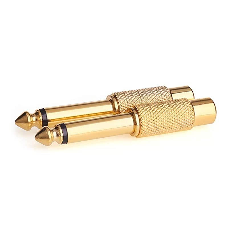 14 to RCA  RCA to 14 Adapter RCA Female to 635mm 14 inch Male Mono TS Interconnect Audio Adapter Conversion Plug Adaptor Gold Plated4 Pack