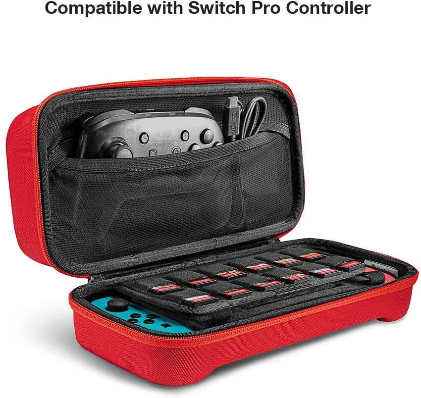 Hard Storage Case Compatible with Nintendo Switch, tomtoc Original Protective Hardshell Travel Handle Case Carrying Bag Cover fit Nintendo Switch Console and Accessories, 24 Game Card Slots