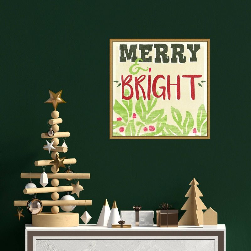 16" x 16" Lets Get Jolly Merry by June Erica Vess Framed Canvas Wall Art - Amanti Art