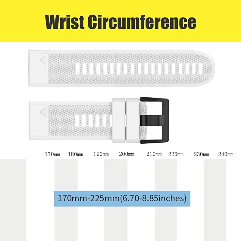 Compatible with Fenix 5 Band Easy Fit 22mm Width Soft Silicone Watch Strap Replacement for Fenix 5Fenix 5 PlusForerunner 935Approach S60Quatix 5 White