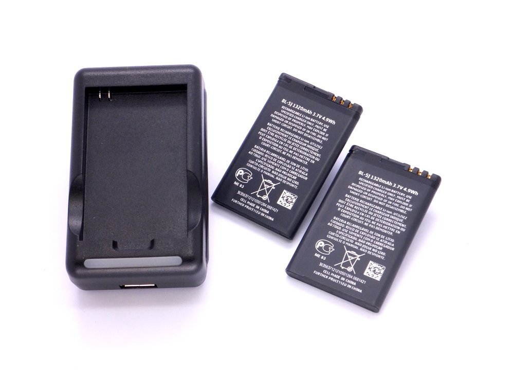 CyberTech Wall Charger & 2 Pcs (Qty 2X) Extra Replacement Batteries 1430mAh for Nokia Lumia 521 T-mobile, Metro PCS