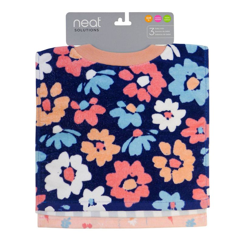 Neat Solutions Printed Pullover Toddler Bib Set Girl - Floral - 3pk