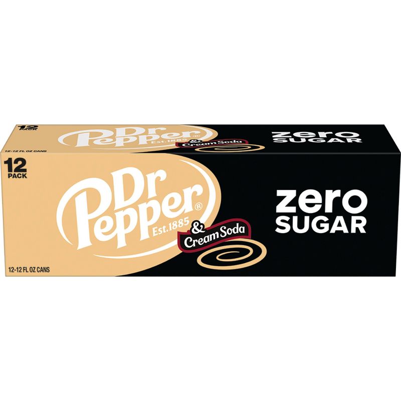 Dr Pepper Zero Sugar Cream Soda - 12pk/12 fl oz Cans