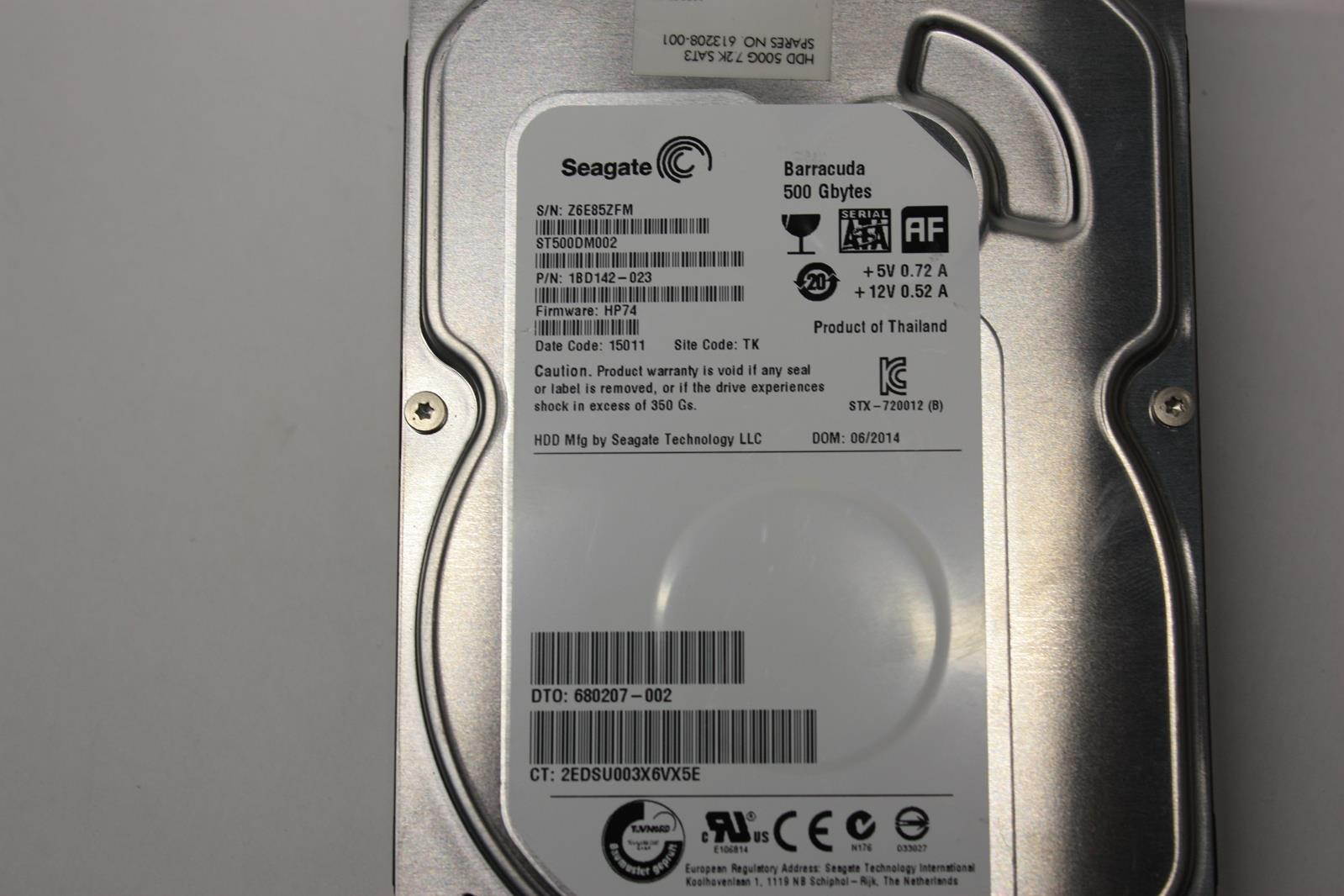 HP 500GB 7200RPM 35IN SATA HARD DRIVE 680207-002