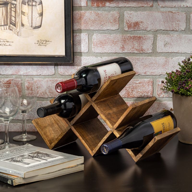 Lone Elm Studios 6 Bottle Mango Wood Tabletop Wine Rack