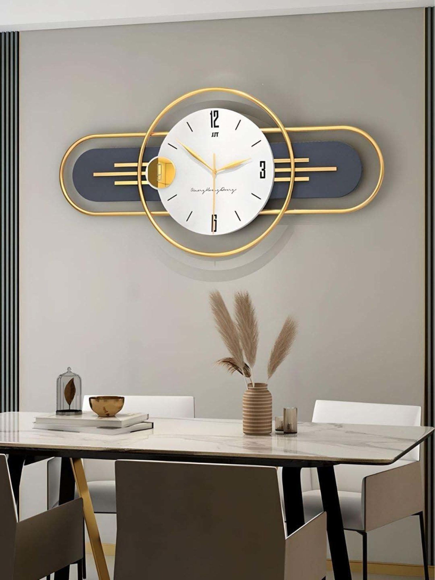 The Art House Grey & Gold Metal Clock