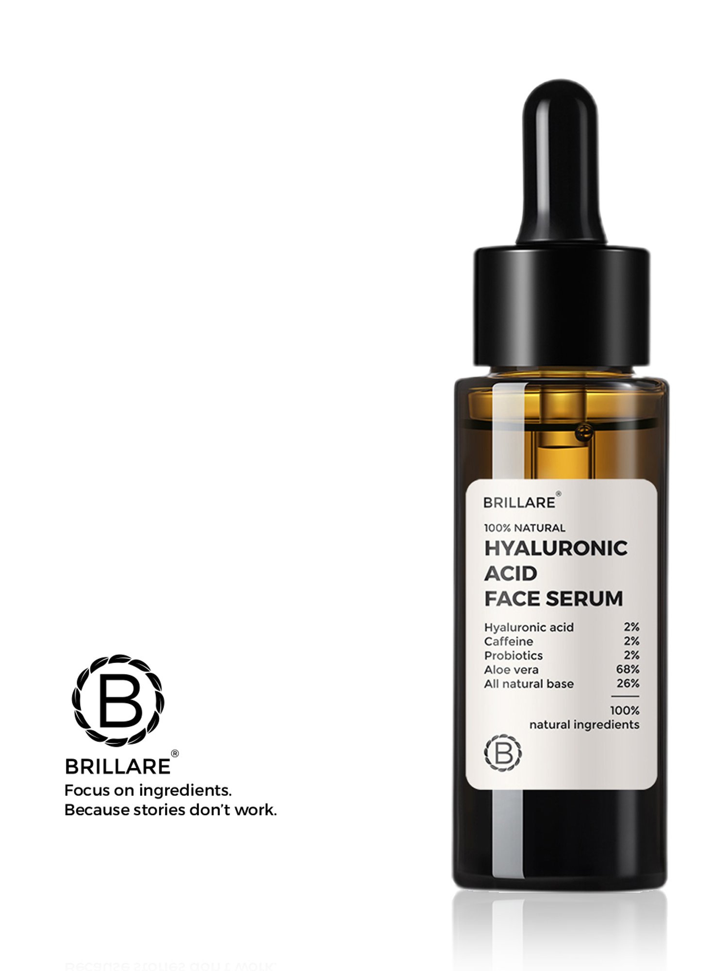 Brillare 100% Natural Hyaluronic Acid Face Serum - 30 ml