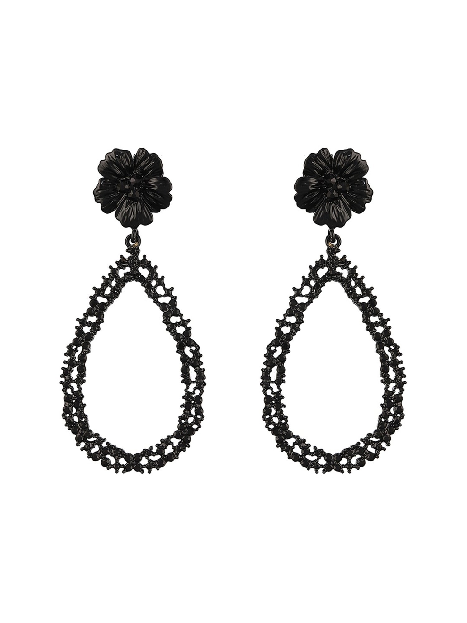 Aatmana Black TearDangler Shaped Dangler Earrings