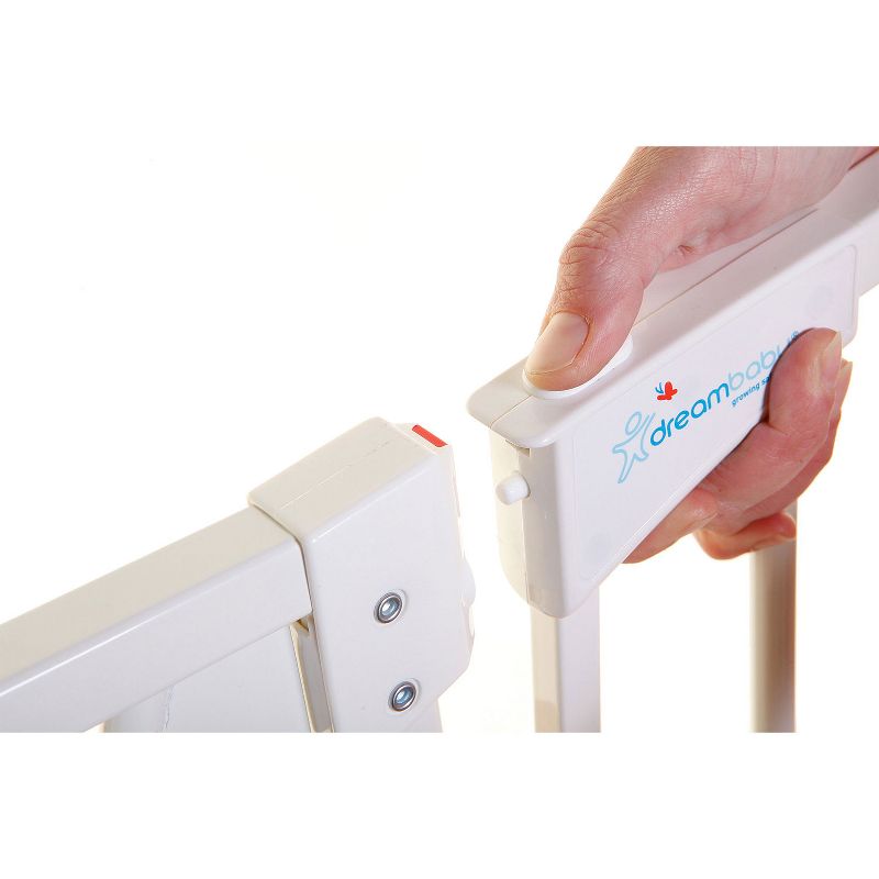 Dreambaby L778W Chelsea 28-39 Inch Wide Auto-Close Baby & Pet Wall to Wall Safety Gate with Stay Open Feature for Doors, Stairs, and Hallways, White