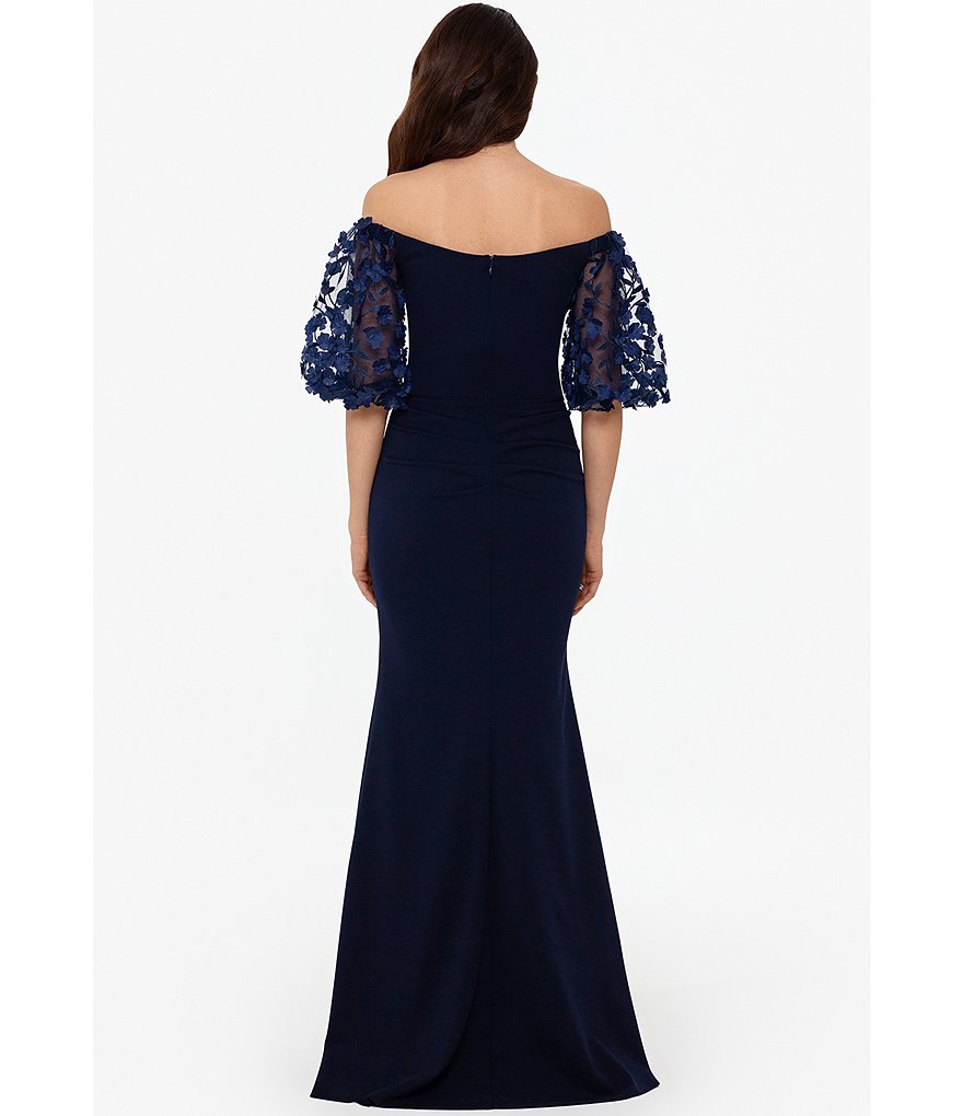 Xscape 3D Floral Applique Scuba Crepe Mermaid Gown