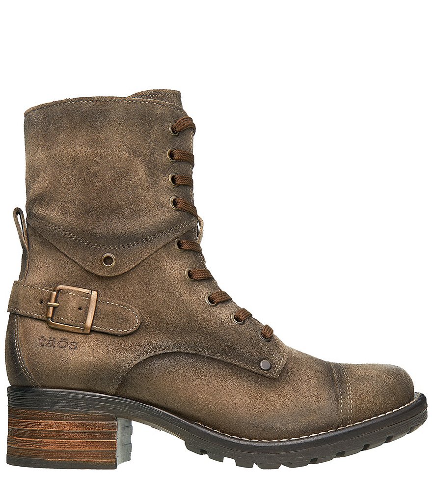 Taos Footwear Crave Distressed Leather Combat Booties
