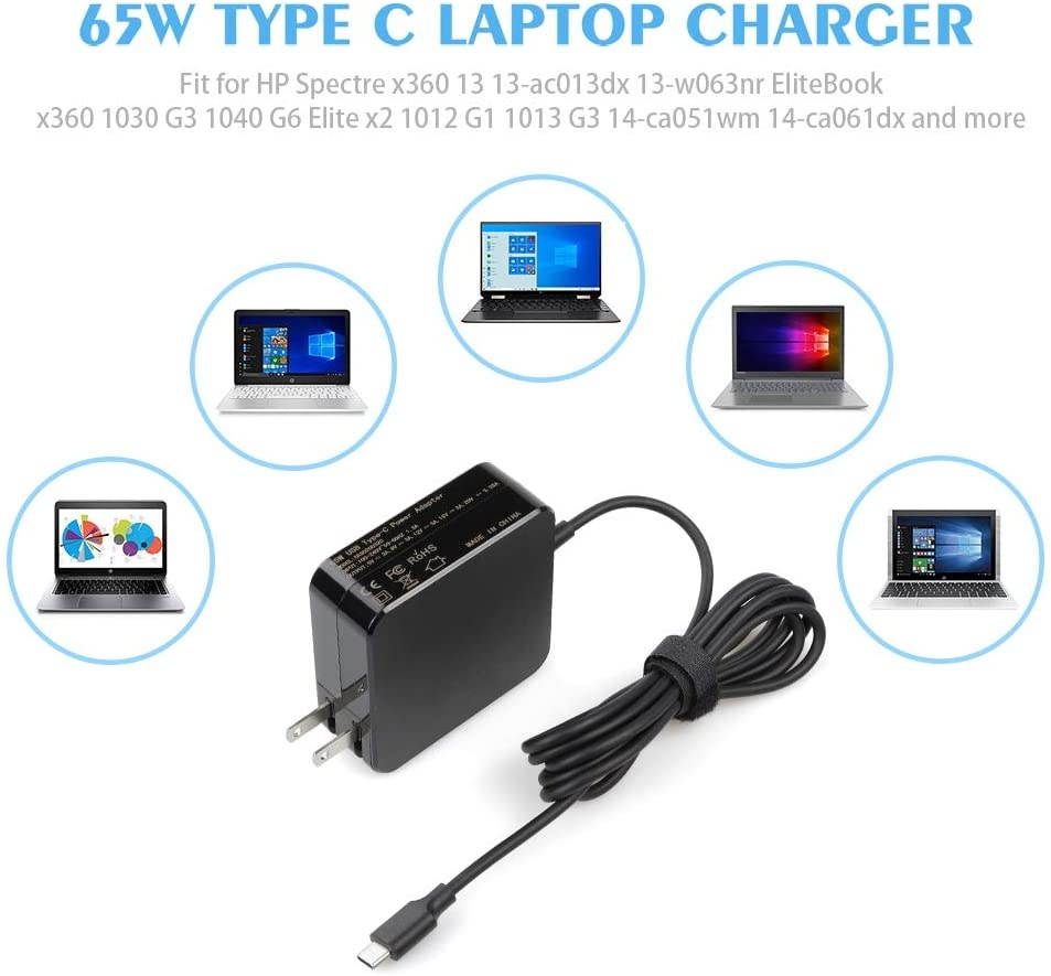 65W/61W 1.5A Notebook Tablet PC Type C Power Adapter for ASUSHPAcerApple MacBookHuawei MatebookRedimibookand Any Other Laptops or Smart Phones with The USB C Interface