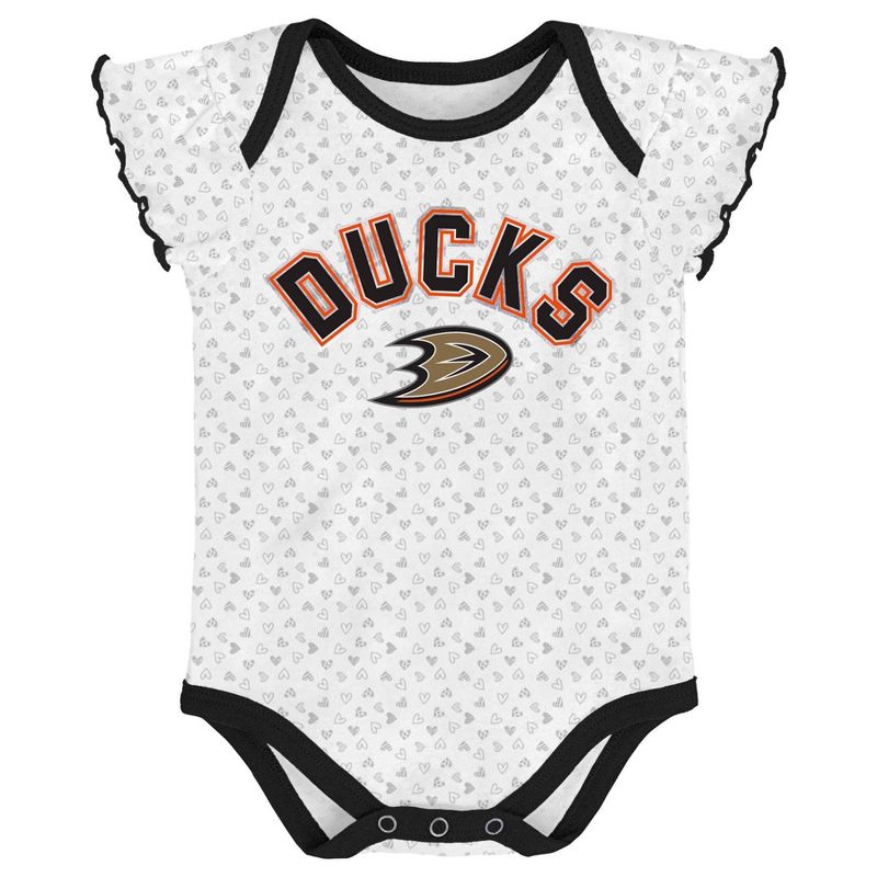 NHL Anaheim Ducks Girls' Winning Goal Bodysuit Set 3pk - 6-9M