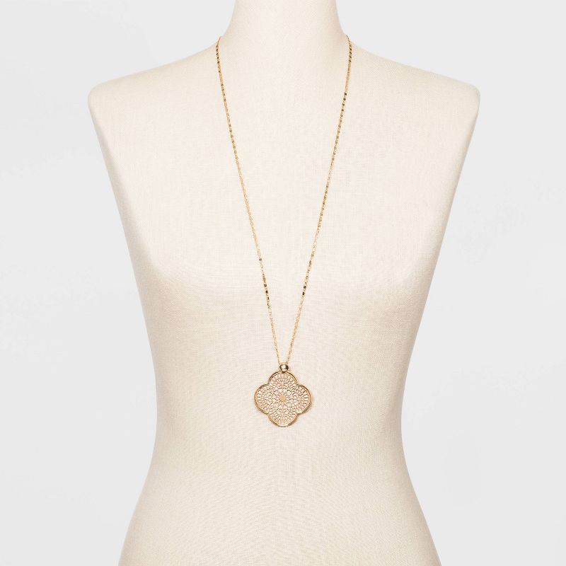 Quatrefoil Pendant Necklace - A New Day™ Gold