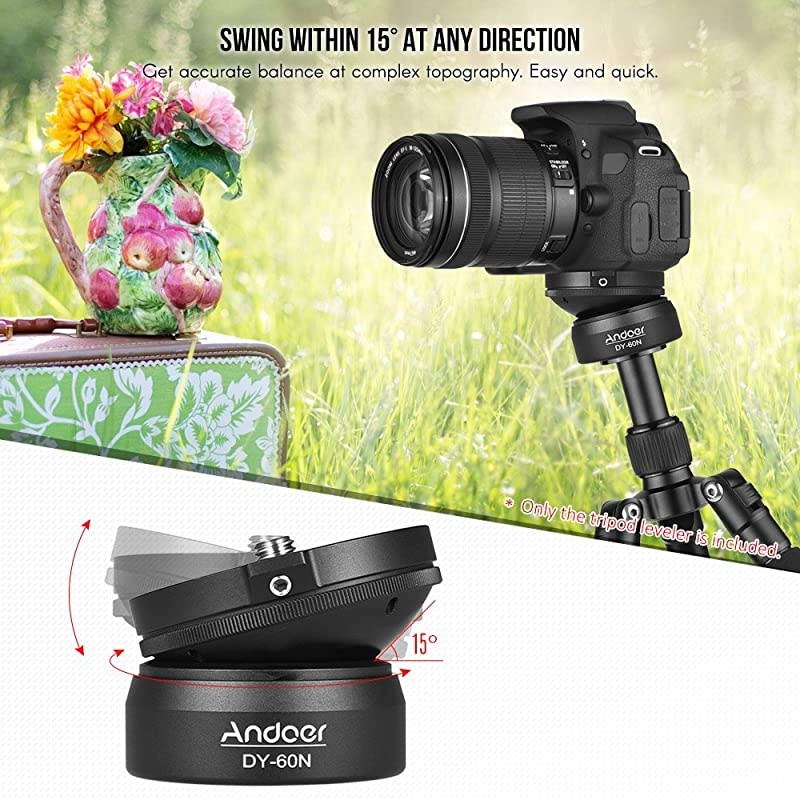 DY60N Tripod Leveling Base Leveler Adjusting Plate Aluminum Alloy with Bubble Level Bag for Canon Nikon Sony DSLR Camera