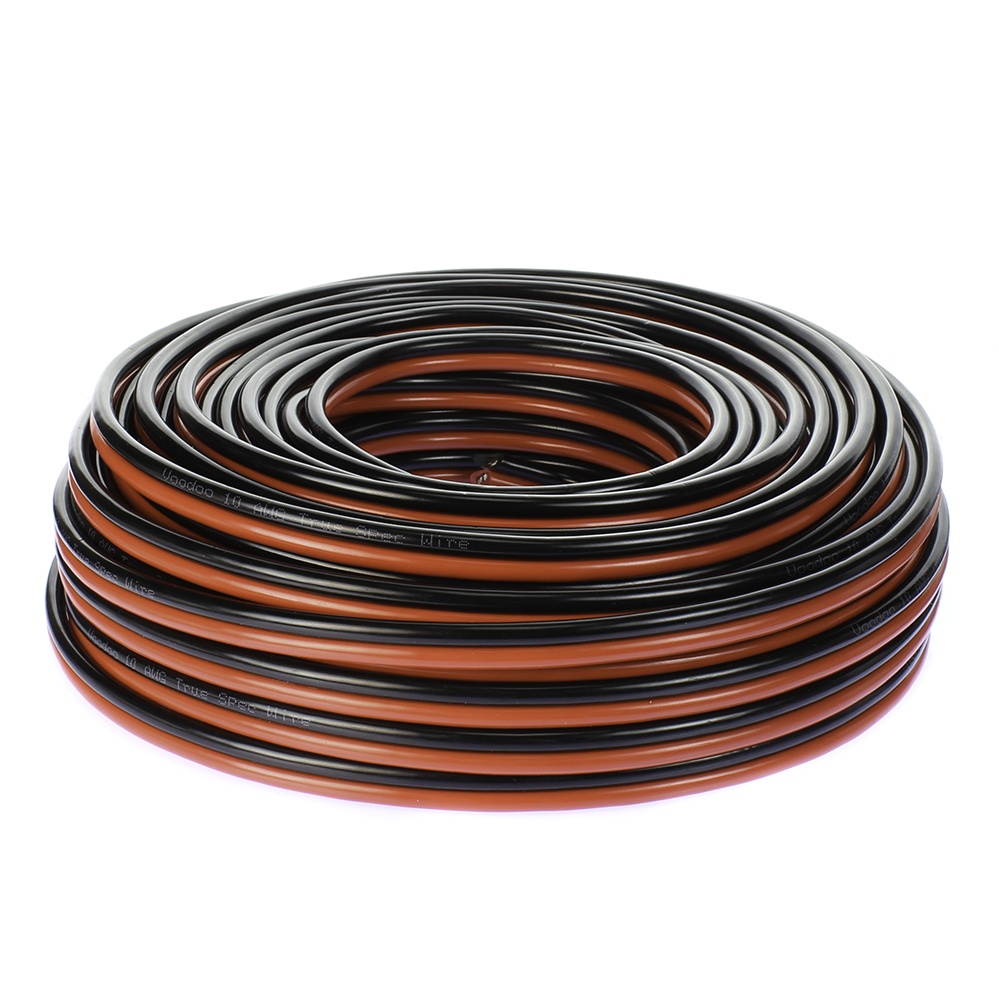 voodoo 10 gauge speaker wire cable car home audio awg black & red zip wire 100 ft
