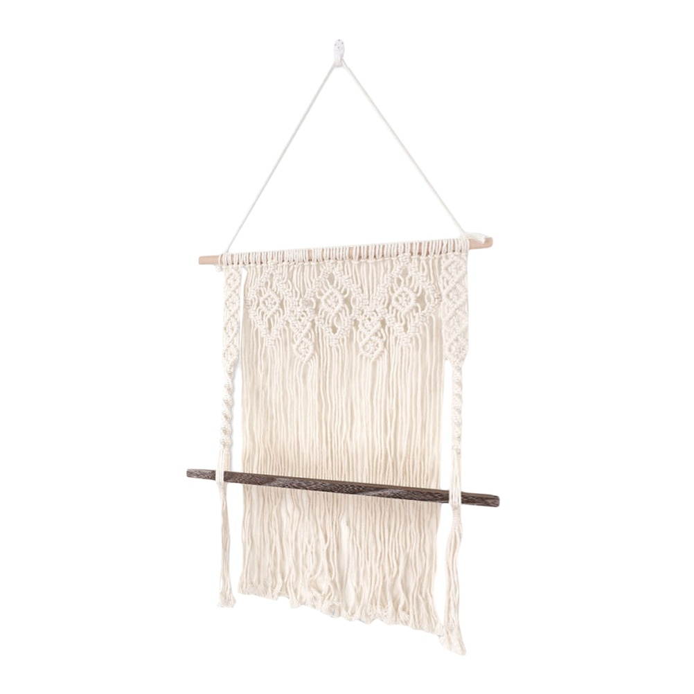 1pc Indoor Pendant Wall Storage Shelf Hanging Pendant Tassel Style Tapestry