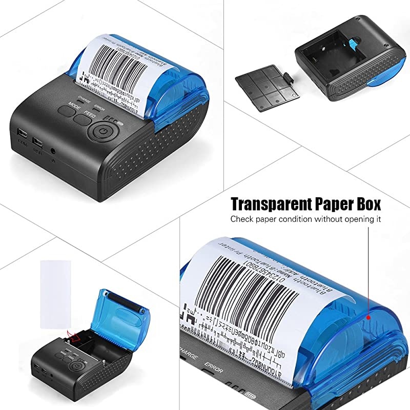 58mm Thermal Receipt Printer Portable Mini Wireless Thermal Printer USB Receipt Bill Ticket POS Printing for iOS Android Windows Compatible with ESC/POS/Star Print Commands Set