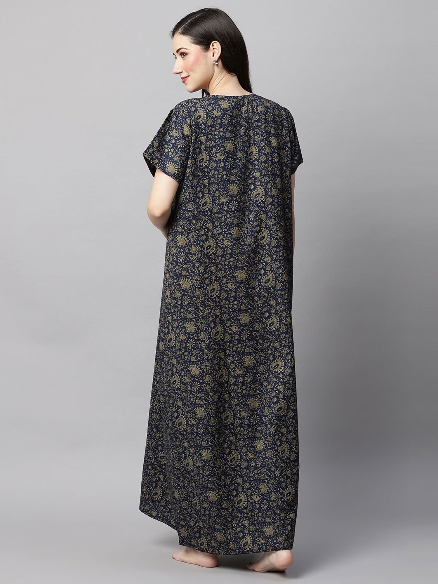 MomToBe Blue Printed Feeding Nighty