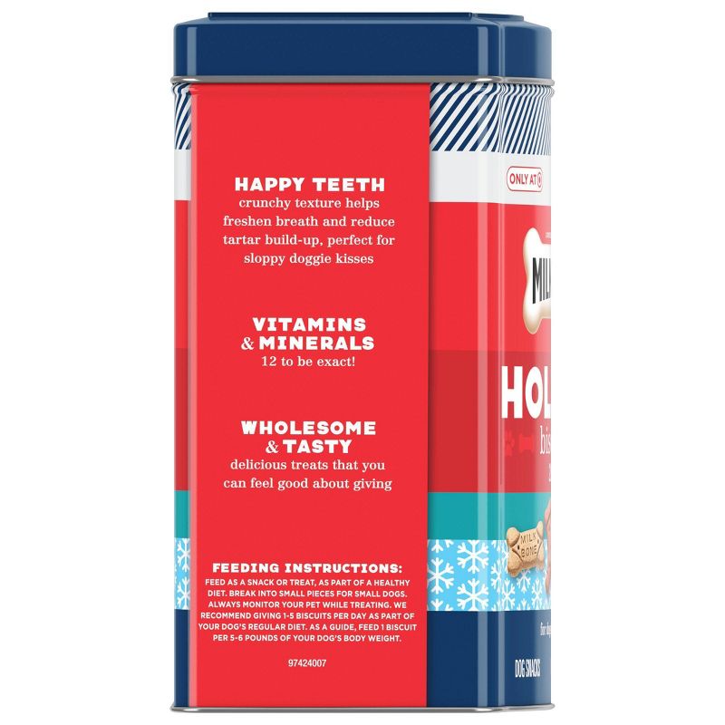 MilkBone Holiday Tin with Original Beef Holiday Dog Biscuits Dog Treats - 24oz