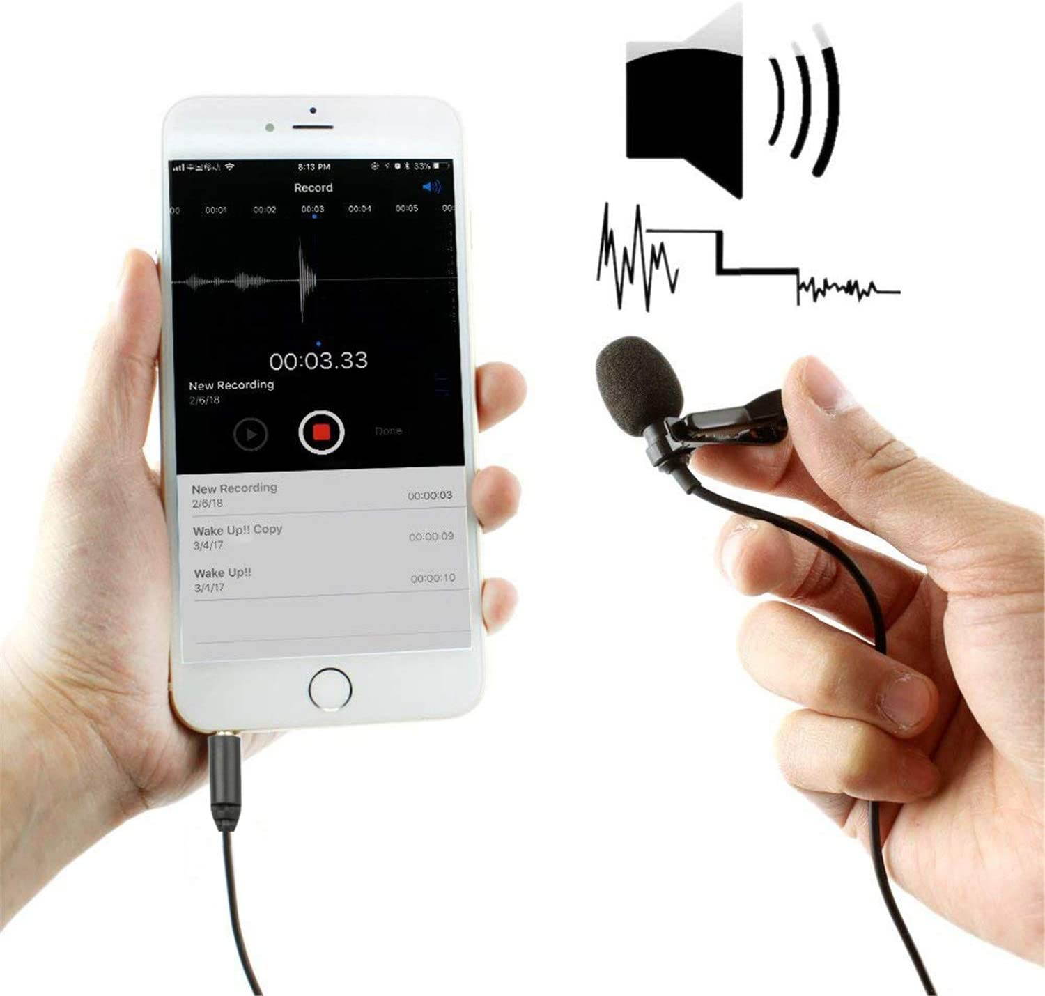 for iPhone Microphone Lavalier Lightning Mini Small Collar Clip on Lapel Mic Wired Condenser Microphone for iPhone 7 X XR 11