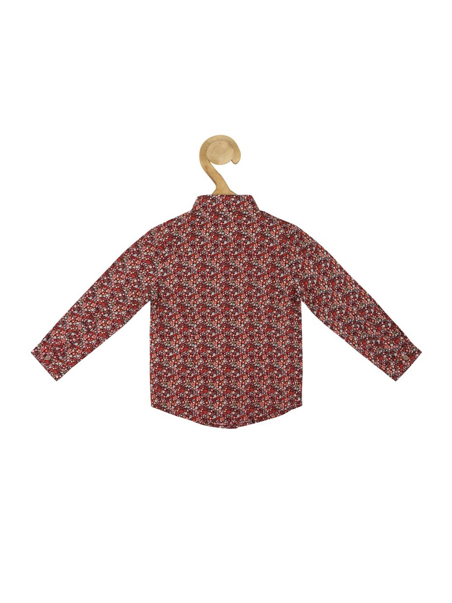 Allen Solly Junior Maroon Floral Print Full Sleeves Shirt