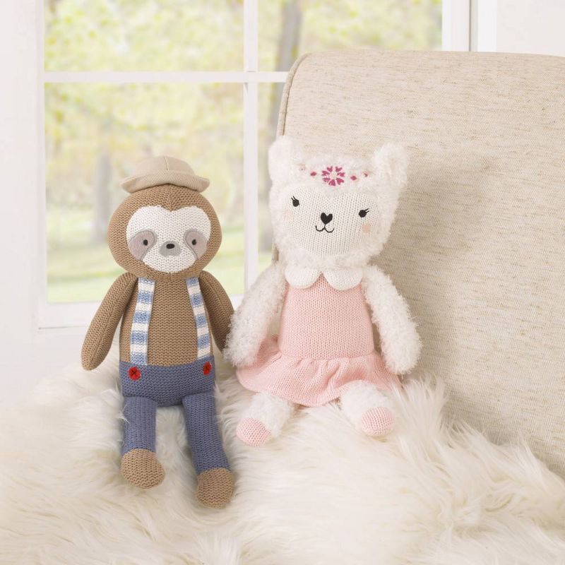 Cuddle Me Lolly The Llama Knit Plush Stuffed Animal - White and Pink
