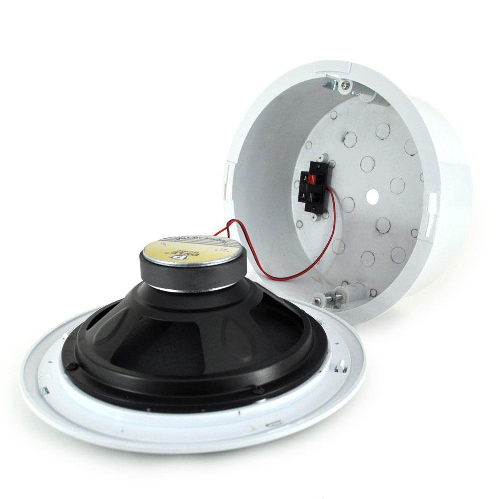 8" Flush Mount White Full Range Speakers, 100FT/ Speaker Wire, Speaker Selector