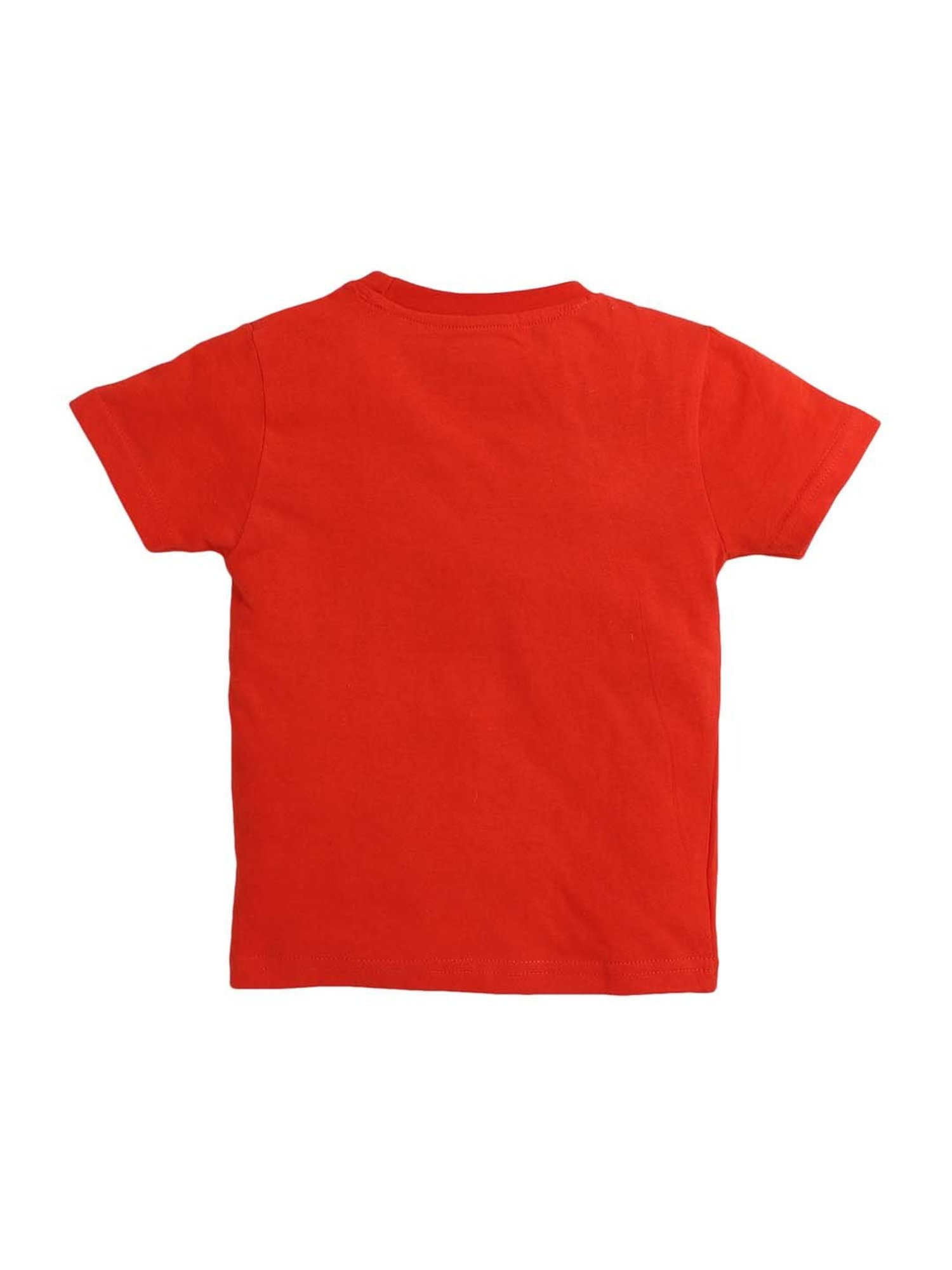 Bumzee Kids Red & White Cotton Printed T-Shirt