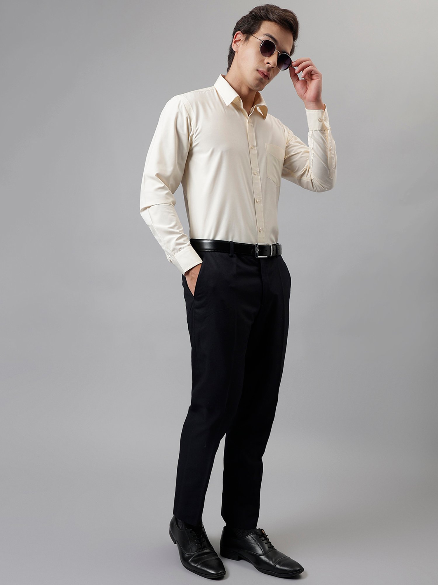 English Navy Off White Slim Fit Shirt