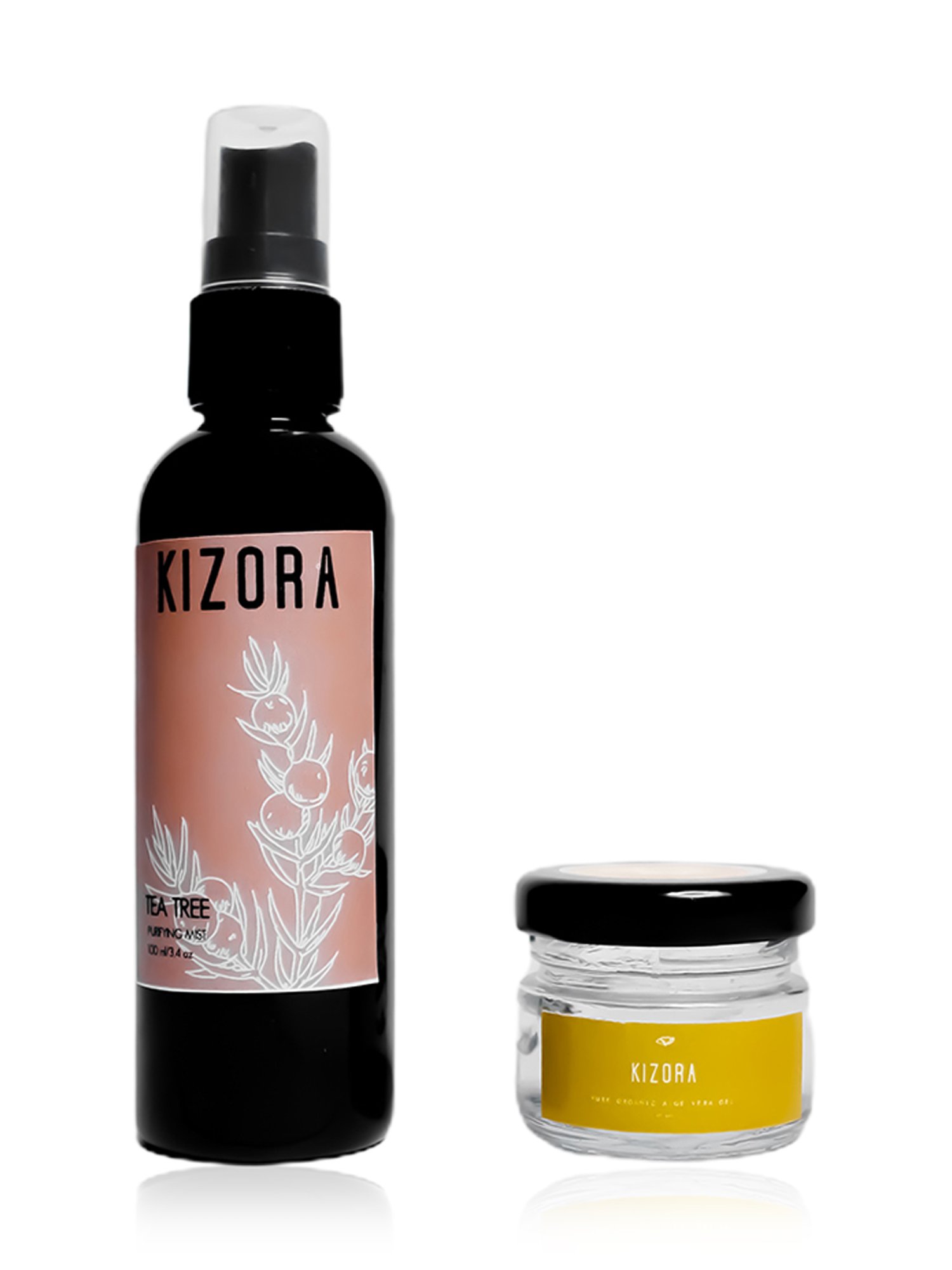 Kizora Pure Organic Aloe Vera Gel & Tea Tree Purifying Mist Combo Gift Pack