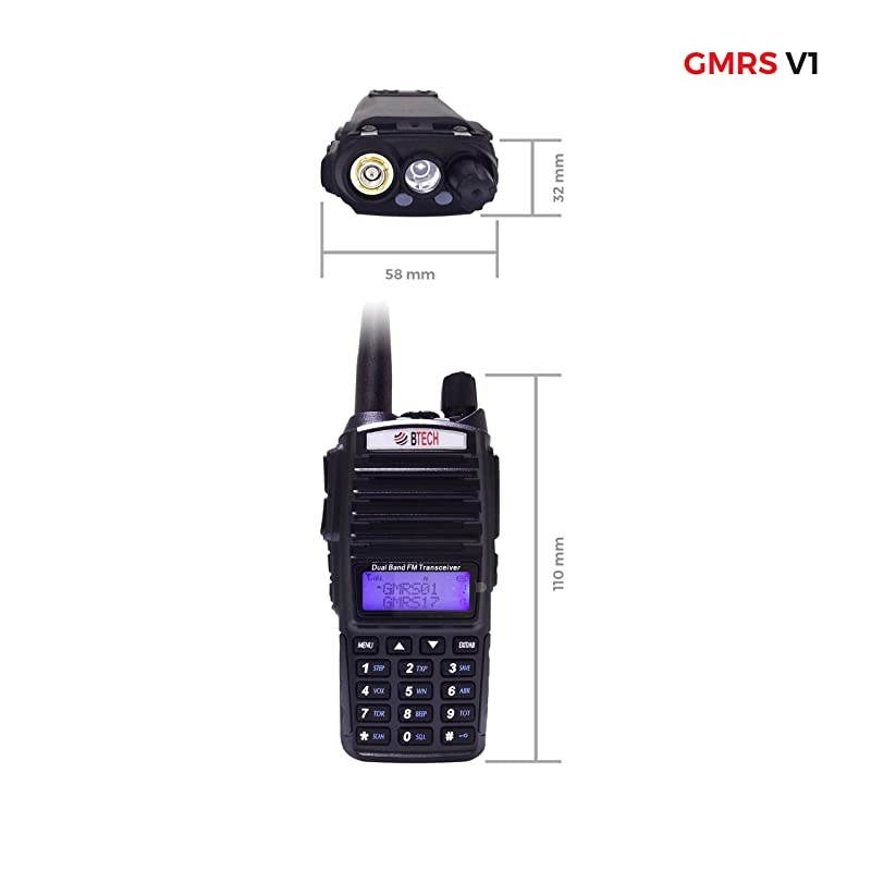 GMRSV1 GMRS TwoWay Radio GMRS Repeater Capable with Dual Band Scanning Receiver 13617499mhz VHF 40052099mhz UHF