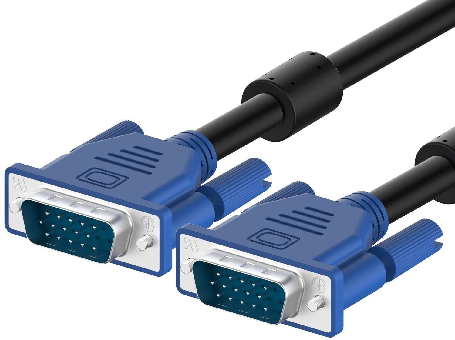 CableVantage HD15 15Pin VGA Male to Male VGA Cable for TV Computer Monitor Blue for TV Computer Monitor Extension Cable Gold Plated DB15 VGA Male to Male Monitor Cable Blue (30 Feet)