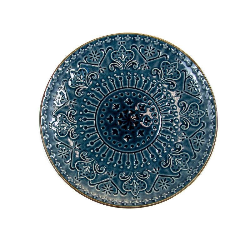 16pc Stoneware Mural Dinnerware Set Blue - Elama