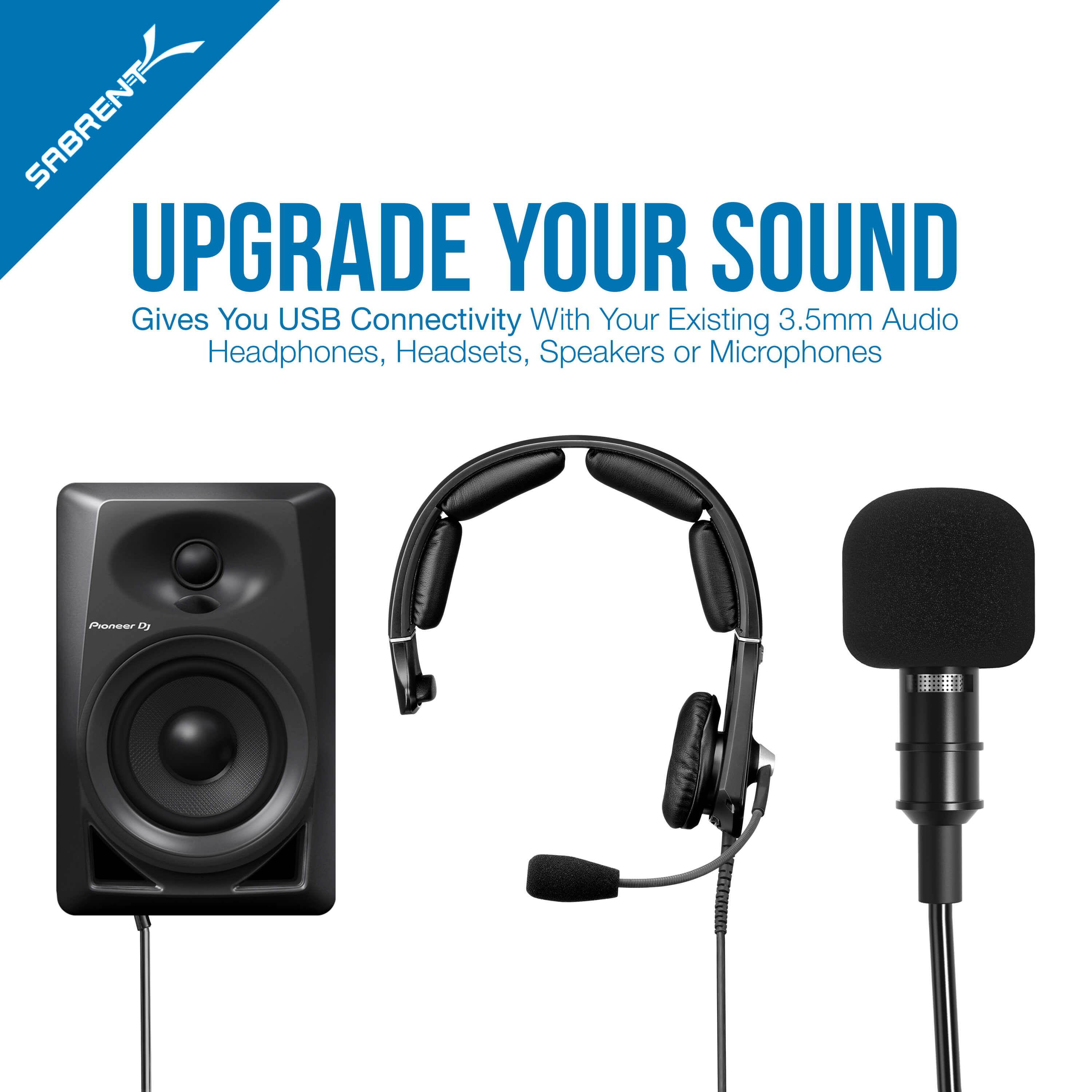 Sabrent Aluminum USB External 3D Stereo Sound Adapter [Black] (AU-DDAB)