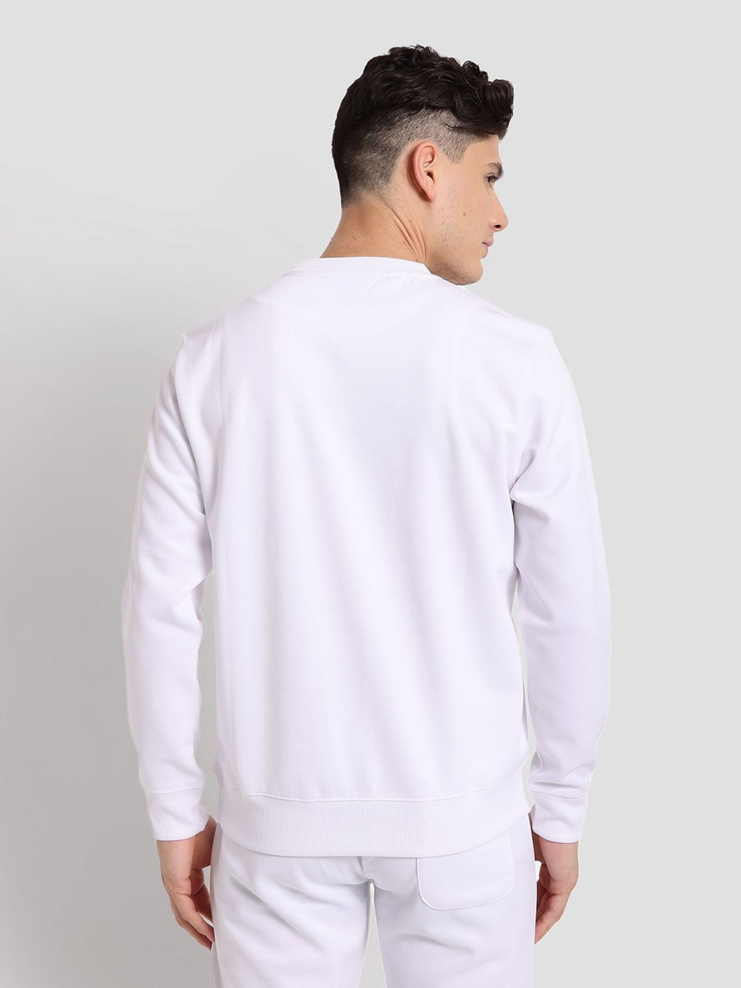 U.S. Polo Assn. White Regular Fit Round Neck Athletic Sweatshirt