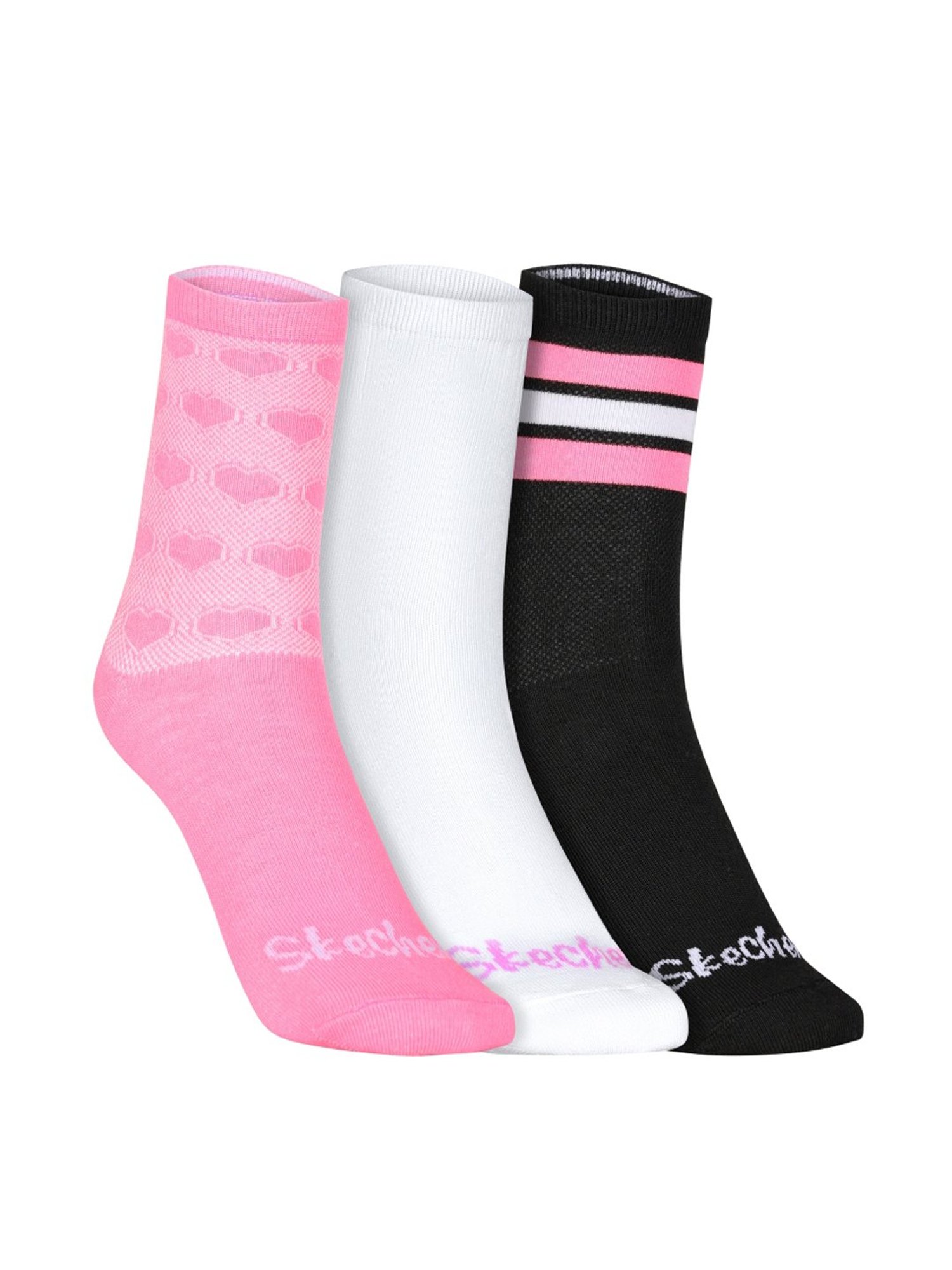 Skechers Crew Multicolor Printed Socks for Girls - Pack of 3